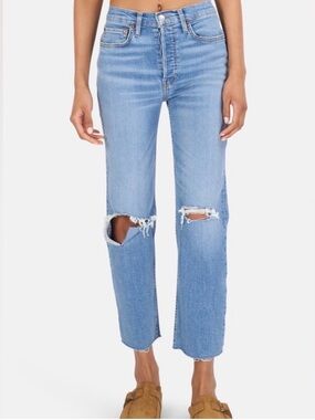 RE/DONE 70s Stove Pipe Jeans – Destroyed Dawn Wash (Size 25)
